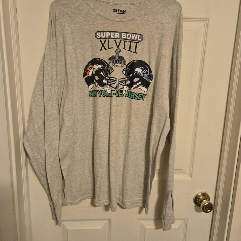 Gildan Gray Super Bowl XLVIII Long Sleeve Shirt